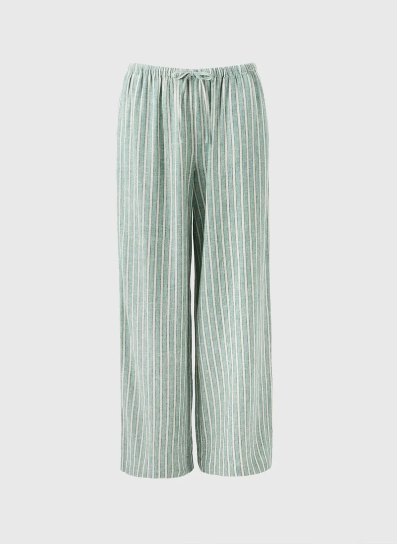Matalan Green Green Stripe Linen Wide Leg Co Ord Trousers for Women | Best Price UAE